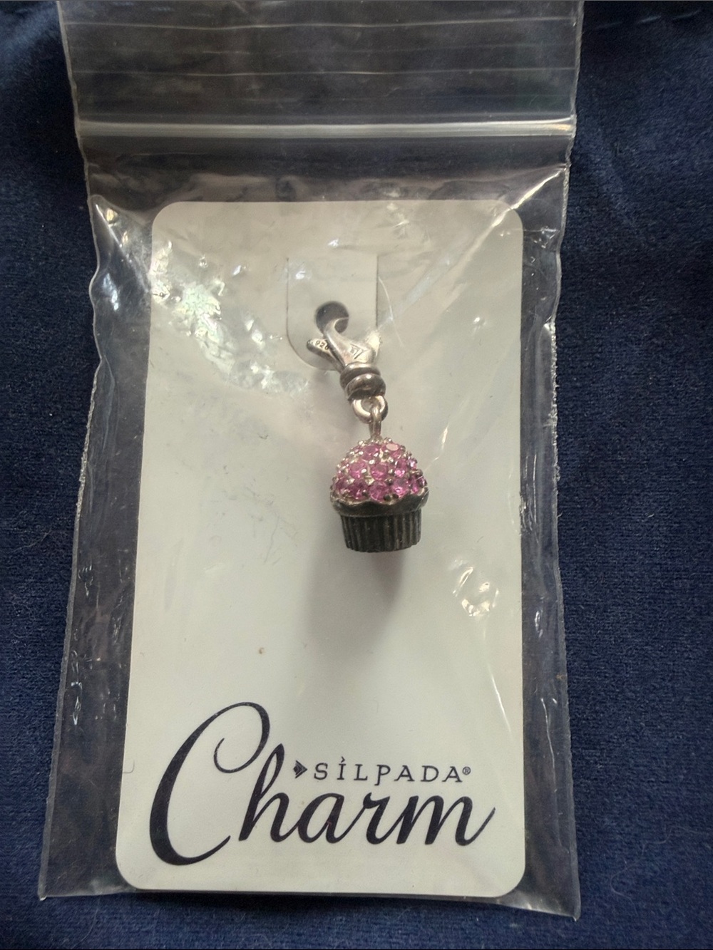 Silpada Pink Crystal Cupcake Charm Pendant